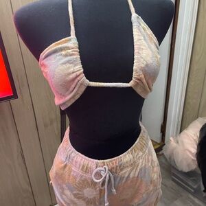 Floral Halter Top and Shorts Set